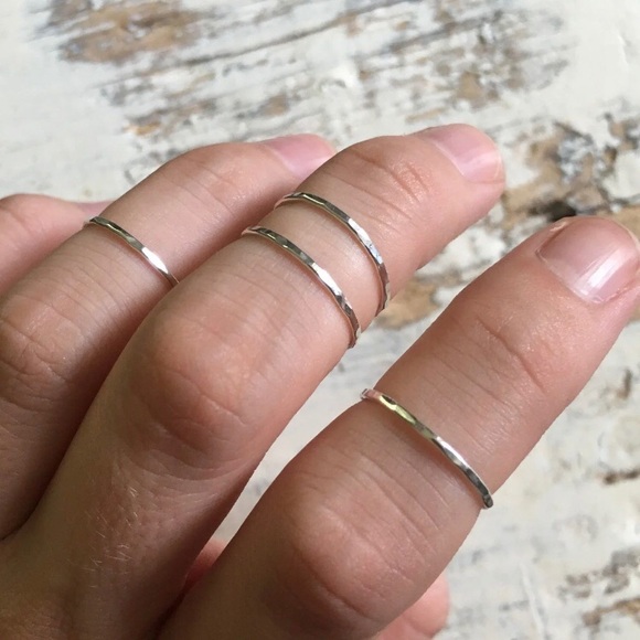 sterling silver midi rings 🌙 set of 4 - Picture 2 of 4